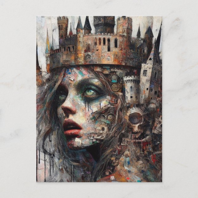 Fairy Tale Queen With Castle on Her Head Postcard (Front)