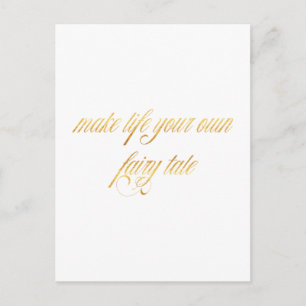 Fairy tale Quote Gold Faux Foil Fairytales Quotes Postcard