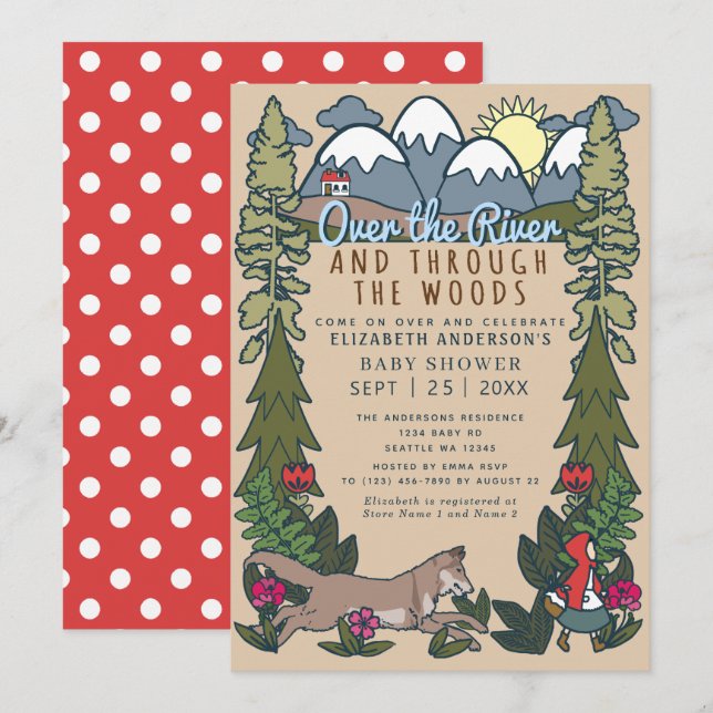 Fairy Tale Red Riding Hood Baby shower Invitation (Devant / Derrière)