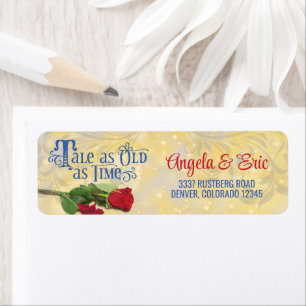 Fairy Tale Red Rose Blue Gold Wedding