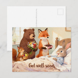 Fairy Tale - Sick Animal at Home with Visitors 1 Postcard