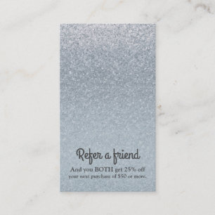 Fairy Tale Silver Glitter Glam Sparkle Chic Glitzy Referral Card