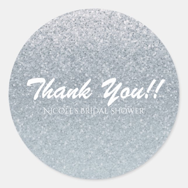 Fairy Tale Silver Glitter Sparkle Party Favour Gla Classic Round Sticker (Front)