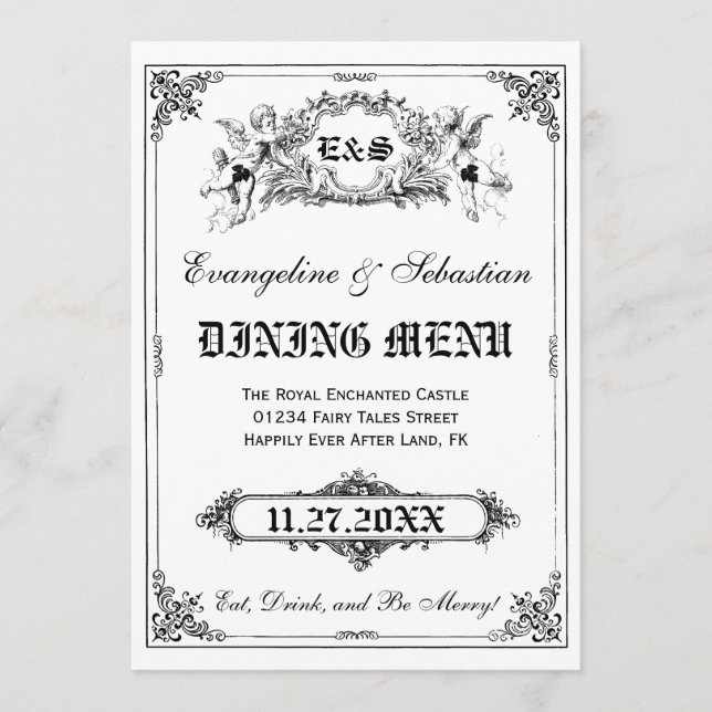 Fairy Tale Storybook Cartes de menu Mariage (Devant)