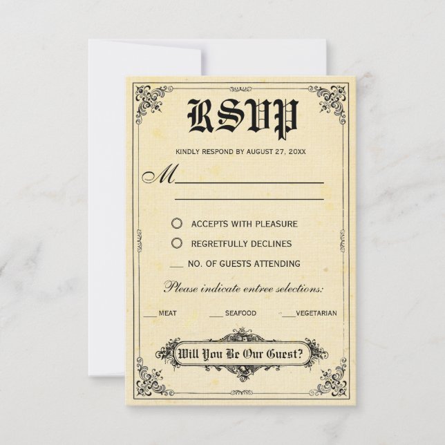 Fairy Tale Storybook Wedding RSVP Cards (Front)