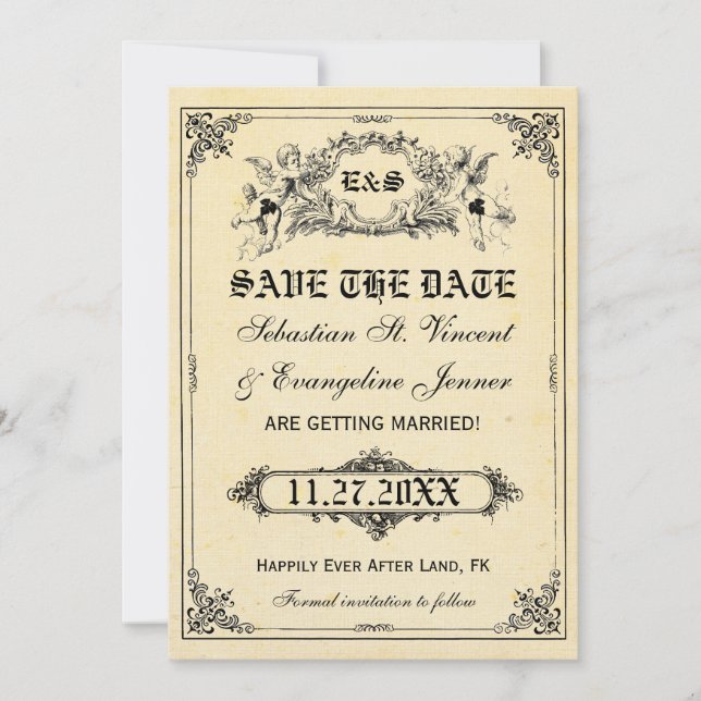 Fairy Tale Storybook Wedding Save the Date Cards (Front)