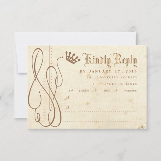 Fairy Tale Swirl Wedding Invitation RSVP (Front)