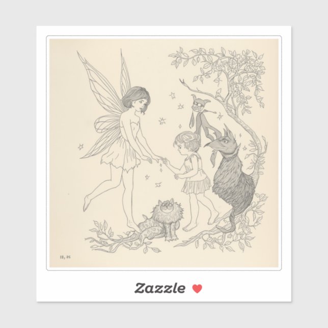 Fairy Tale–Themed Black and White Painting Images (Sheet)