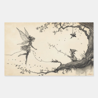 Fairy Tale–Themed Black and White Painting Images  Sticker