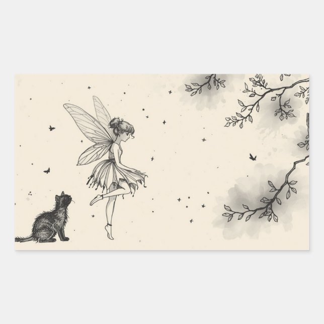 Fairy Tale–Themed Black and White Painting Images  Sticker (Front)