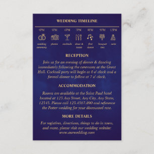 Fairy Tale Timeline Wedding Details Purple Gold Enclosure Card