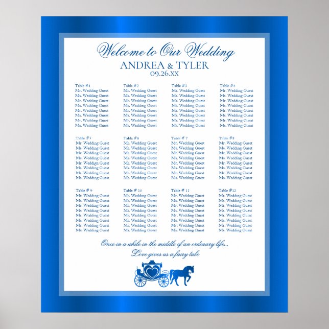 Fairy Tale Wedding Carriage Seating Chart (Front)