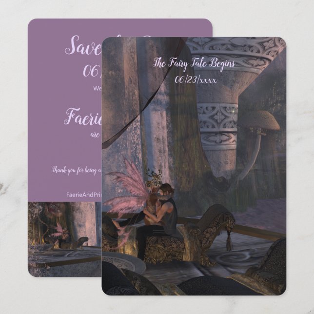 Fairy Tale Wedding - Flat Save The Date Card (Front/Back)