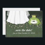 Fairy Tale Wedding Frog Prince Save the Date<br><div class="desc">Bride with frog prince humourous save the date wedding postcard. A funny wedding announcement postcard, easy to customize front and back with your own text. A fun wedding invitation for the bride to be who has always dreamed of the perfect fairy tale wedding to her prince charming. Visit Jenn’s Doodle...</div>