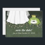 Fairy Tale Wedding Frog Prince Save the Date<br><div class="desc">Bride with frog prince humourous save the date wedding postcard. A funny wedding announcement postcard, easy to customize front and back with your own text. A fun wedding invitation for the bride to be who has always dreamed of the perfect fairy tale wedding to her prince charming. Visit Jenn’s Doodle...</div>