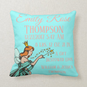 Fairy Tales Princess Godmother Magical Birth Stats Throw Pillow