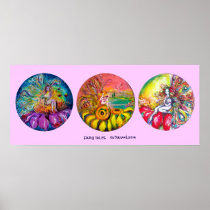 FAIRY TALES  yellow pink blue green Poster