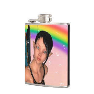 Fairy under Rainbow Hip Flask