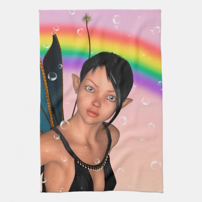 Fairy under Rainbow Kitchen Towel (Vertical)