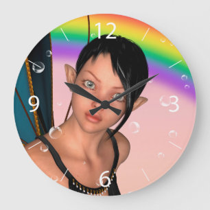 Fairy under Rainbow Large Clock