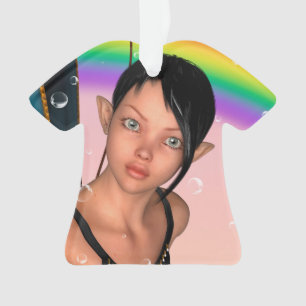 Fairy under Rainbow Ornament