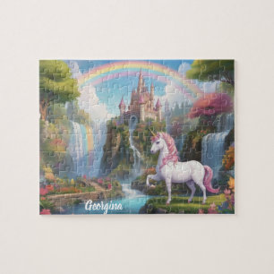 Fairy Unicorn and Castle Personalized Jigsaw Puzzle