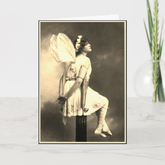 Fairy Vintage Photographic Image Holiday Card (Front)