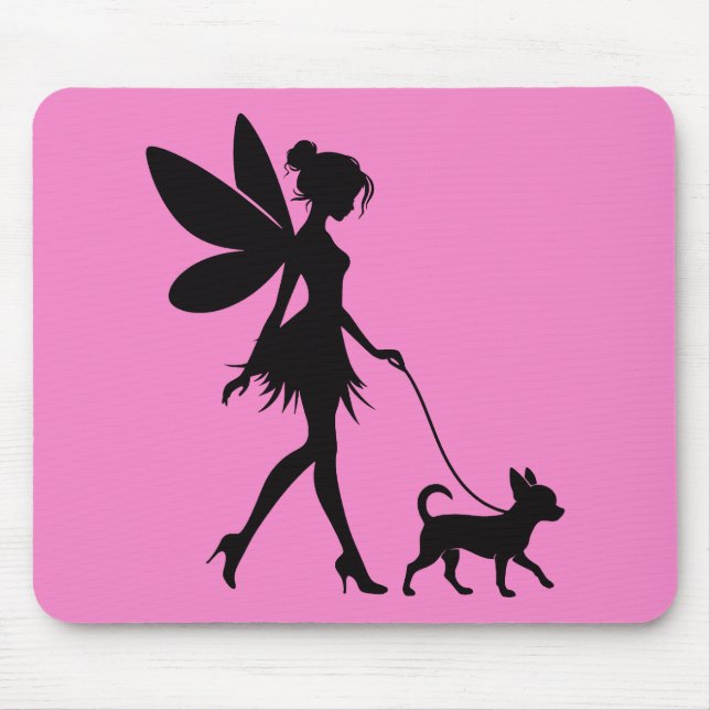 Fairy Walking Chihuahua Mouse Pad (Front)