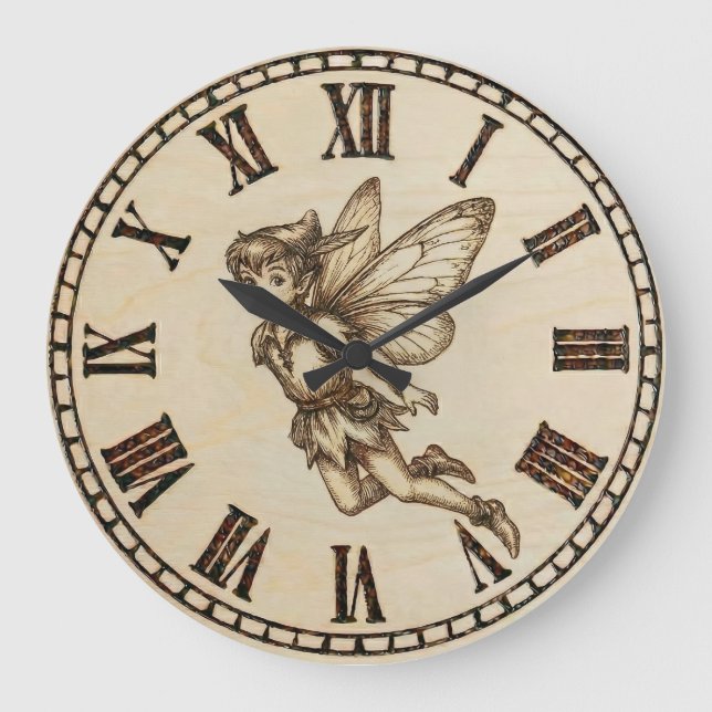 Fairy Wall Clock | Wood-Burned Fantasy  (Front)