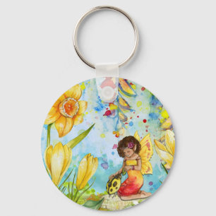 Fairy watercolour illustration whimsical keychain