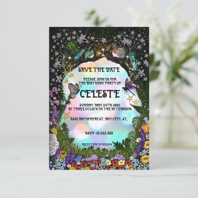 Fairy Whimsical Forest of Magic Save The Date (Standing Front)
