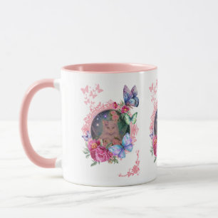 Fairy white kitten tote bag mug