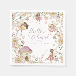Fairy wildflower birthday napkin