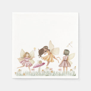 Fairy wildflower birthday napkin
