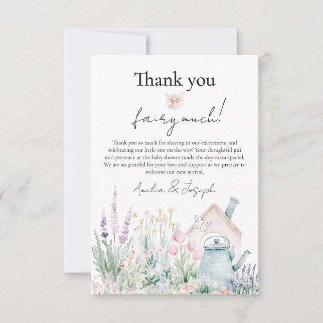 Fairy Wildflower Enchanted Baby Shower Thank You  Card (Front)