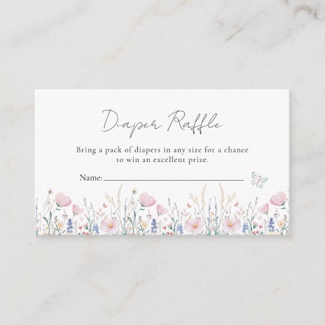 Fairy Wildflower Enchanted Whimsical Baby Shower  Enclosure Card (Front)