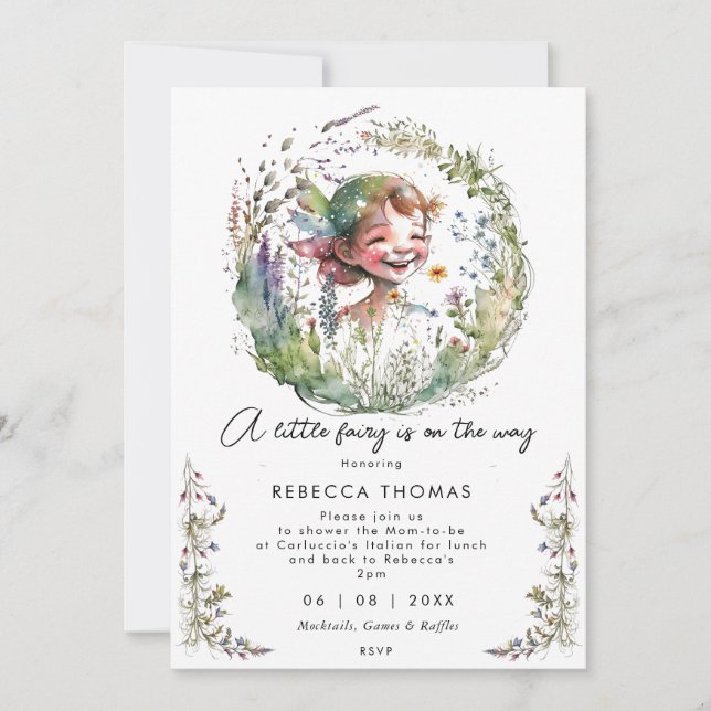 fairy wildflowers boho baby shower invitation (Devant)