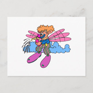 fairy wing clown postcard