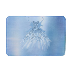 Fairy Wing Ice Gown Frost Blue Iridescent Sheen Bath Mat