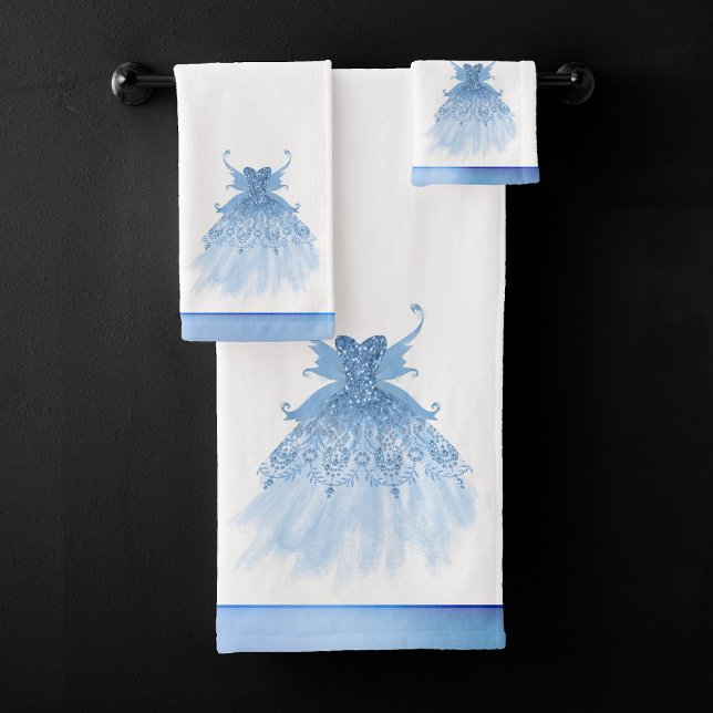 Fairy Wing Ice Gown | Frost Blue Iridescent Sheen Bath Towel Set (Creator Uploaded)