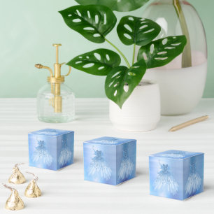 Fairy Wing Ice Gown   Frost Blue Iridescent Sheen Favor Box