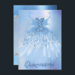 Fairy Wing Ice Gown | Frost Blue Iridescent Sheen Invitation<br><div class="desc">This whimsical fairy princess themed Quinceañera "Sweet 15" birthday party invitation features ethereal magical pixie wings and a luxurious royal ball gown. The gorgeous dark diamond glitter dress brings a funky mystical elegance. 

Add your own text to personalize.</div>