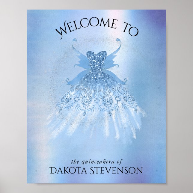 Fairy Wing Ice Gown | Frost Blue Iridescent Sheen Poster (Front)