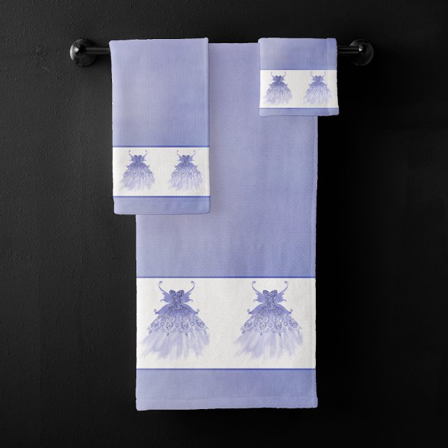 Fairy Wing Lavender Gown | Purple Iridescent Sheen Bath Towel Set (Creator Uploaded)