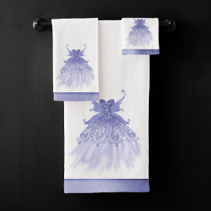 Fairy Wing Lavender Gown Purple Iridescent Sheen Bath Towel Set