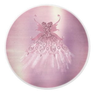 Fairy Wing Mauve Gown Luxurious Dusty Pink Sheen Ceramic Knob