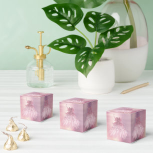 Fairy Wing Mauve Gown   Luxurious Dusty Pink Sheen Favor Box