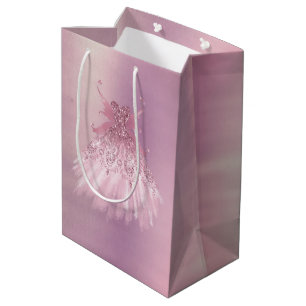 Fairy Wing Mauve Gown   Luxurious Dusty Pink Sheen Medium Gift Bag
