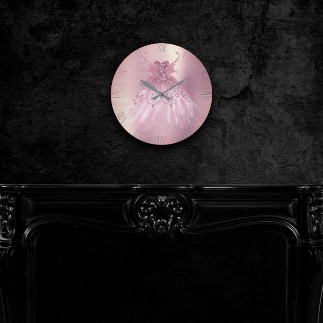 Fairy Wing Mauve Gown | Luxurious Dusty Pink Sheen Round Clock (Creator Uploaded)