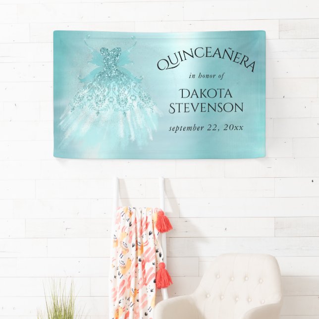 Fairy Wing Mint Gown | Luxe Pearl Green Aqua Sheen Banner (Insitu)